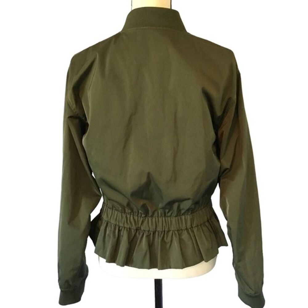 Kate Spade New York Full Zip Olive Green Bomber Jacket With Peplum Hem Size SM - Picture 5 of 10